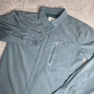 Men's Gillz Deep Sea Woven Blue Long Sleeve Fishing‎ Shirt MEDIUM